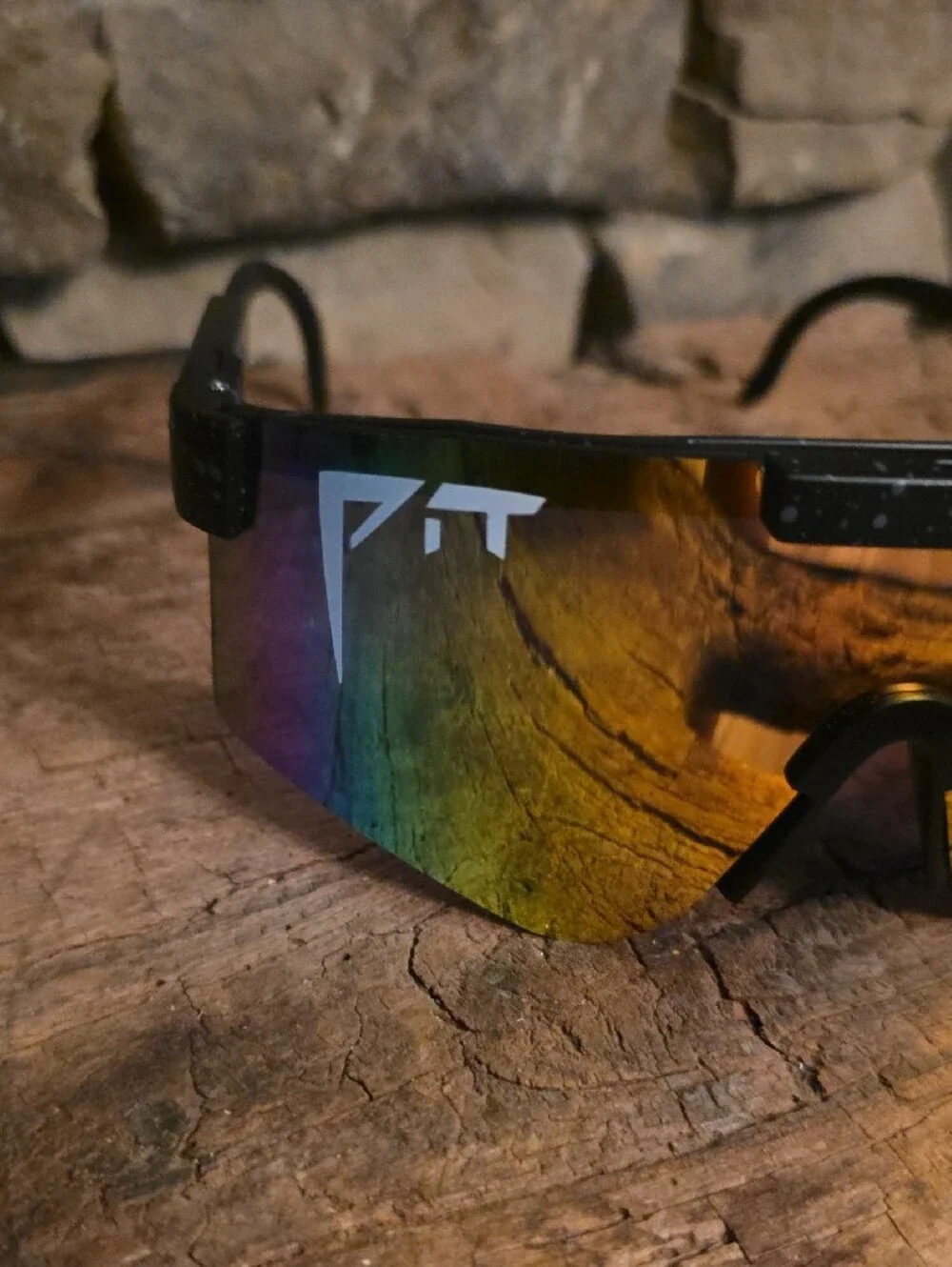 Pit Viper Rainbow Mirrored Visor Sunglasses with Black Frame